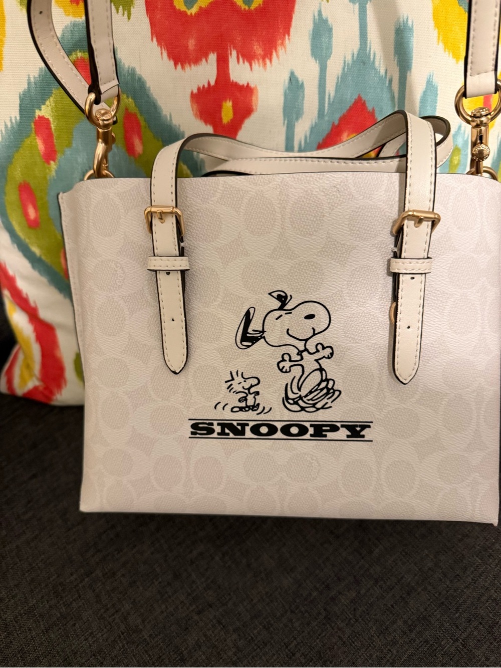 Coach White Snoopy Signature Satchel peanuts NEW crossbody